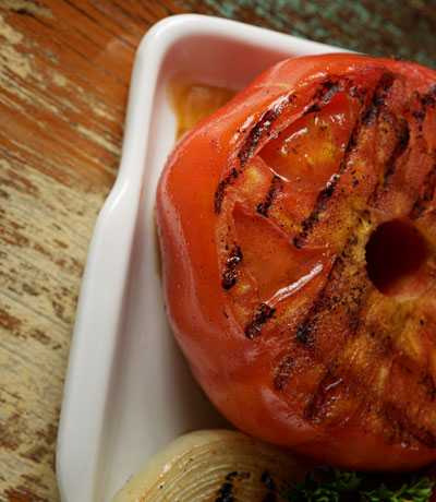 fire roasted tomato on plate
