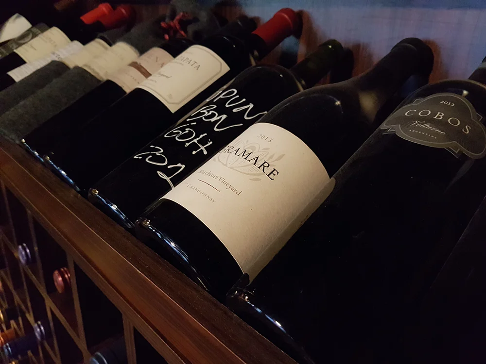 a selection of bottled wines at Libertango